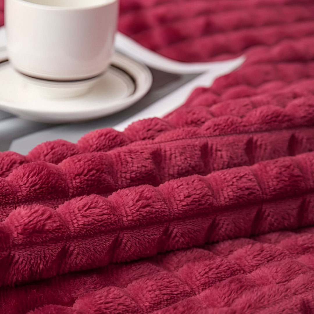 Textured Coral Fleece Blanket, Soft, Warm and Washable
