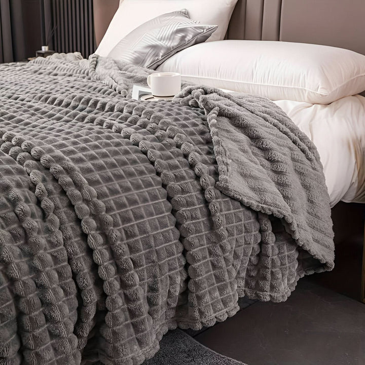 Textured Coral Fleece Blanket, Soft, Warm and Washable