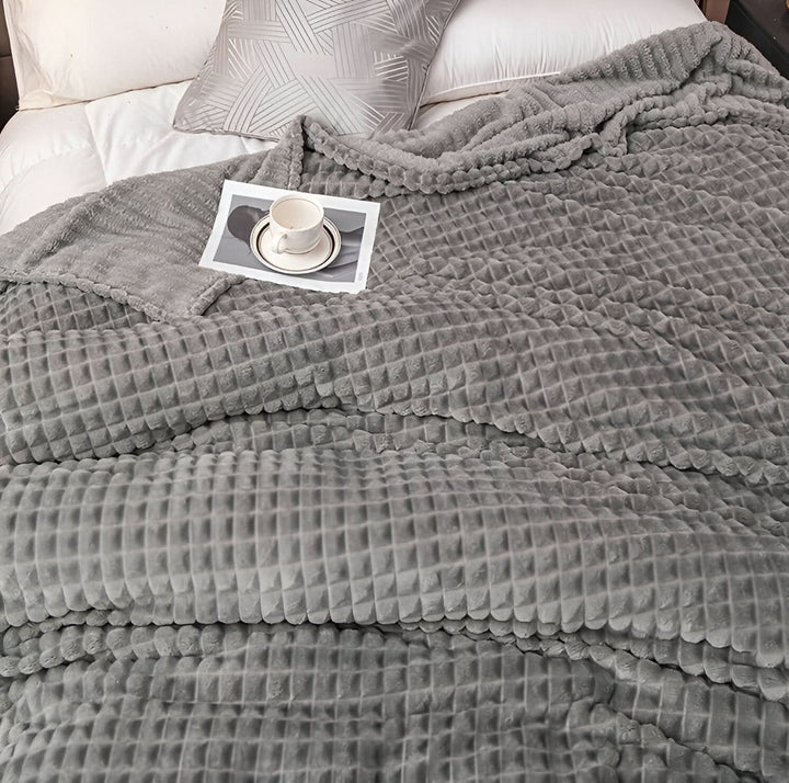 Textured Coral Fleece Blanket, Soft, Warm and Washable