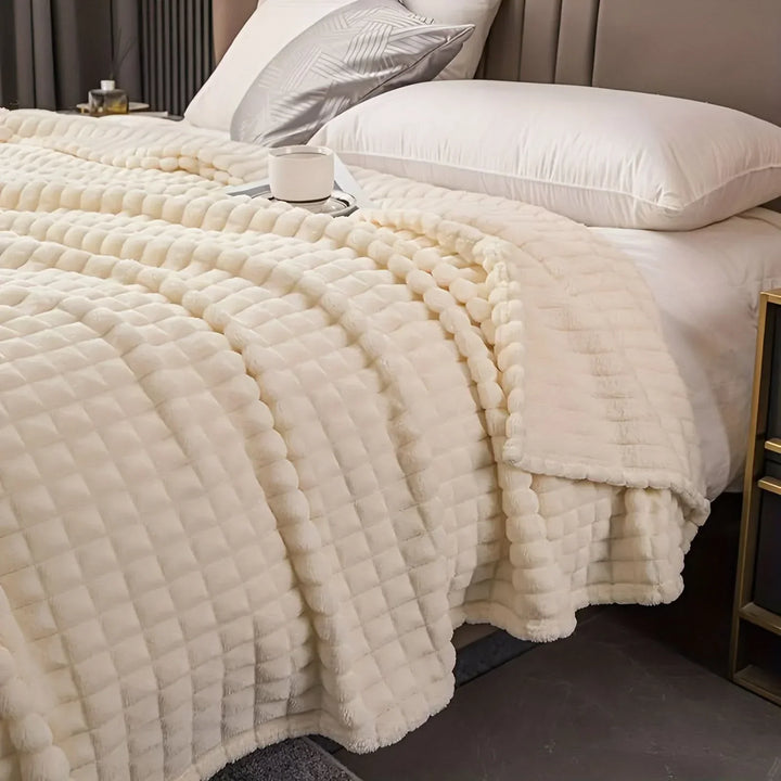 Textured Coral Fleece Blanket, Soft, Warm and Washable