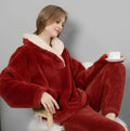 Plushridge™ Women's Fluffy Sherpa Fleece Pajama Set for Cozy Nights