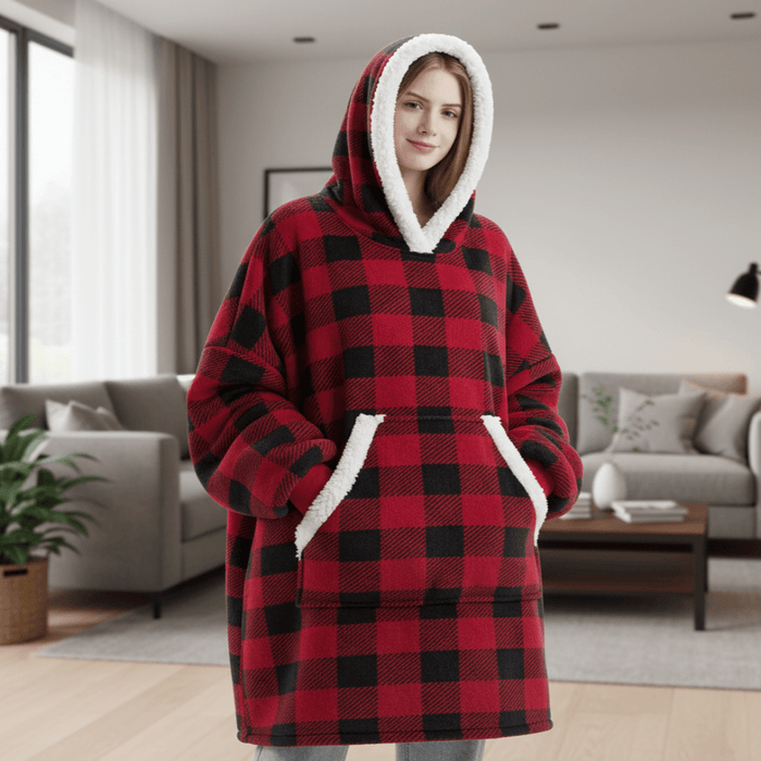 Plushridge™ Oversized Fleece Hoodie Blanket with Extra-Large Hood