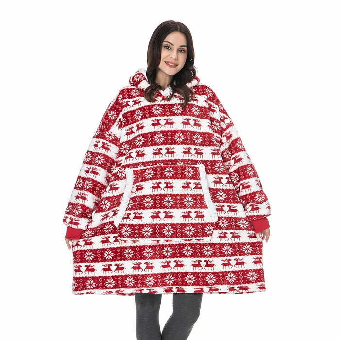Plushridge™ Fleece Hoodie Blanket with Big Hood and Pockets – One Size