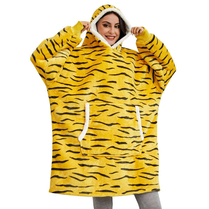 Plushridge™ Fleece Hoodie Blanket with Big Hood and Pockets – One Size