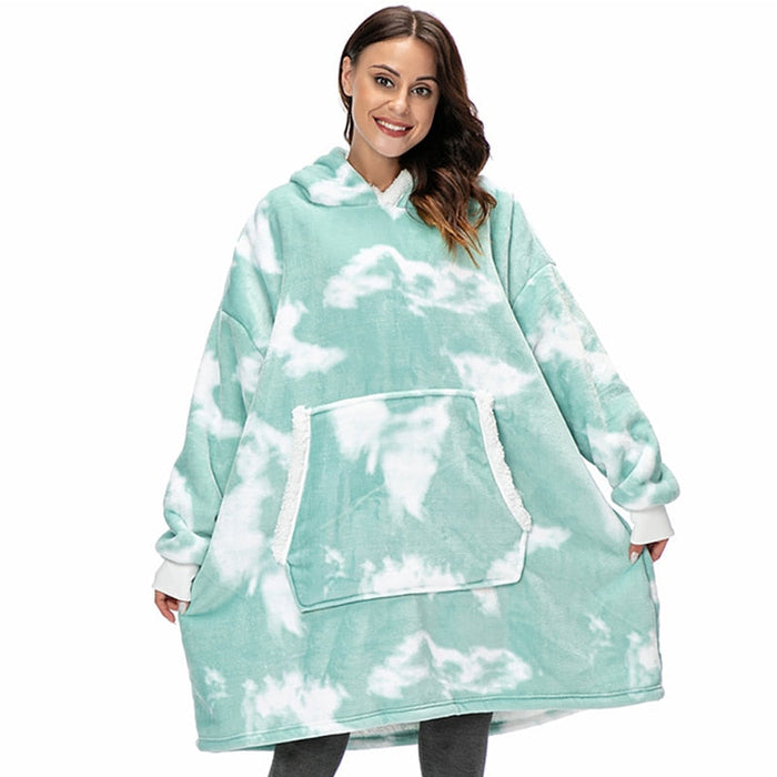 Plushridge™ Fleece Hoodie Blanket with Big Hood and Pockets – One Size