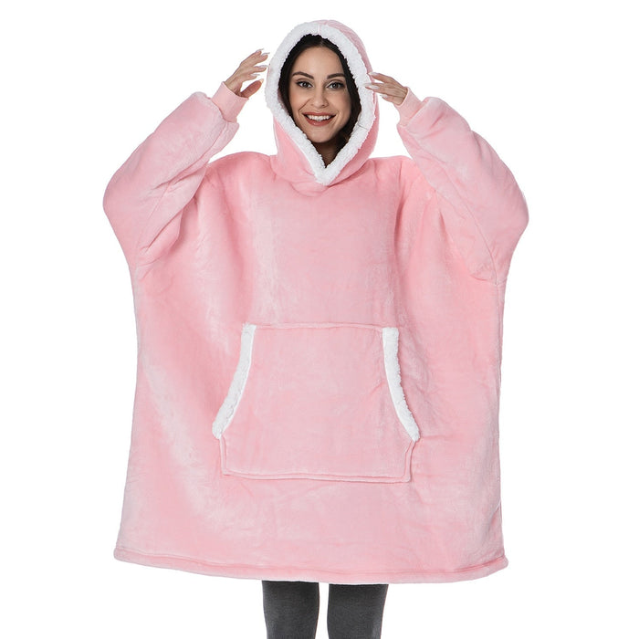 Plushridge™ Fleece Hoodie Blanket with Big Hood and Pockets – One Size