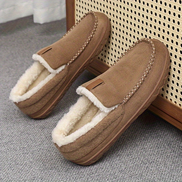 Plushridge™ Men's Sheep Wool Loafer Slippers, Warm and Machine Washable