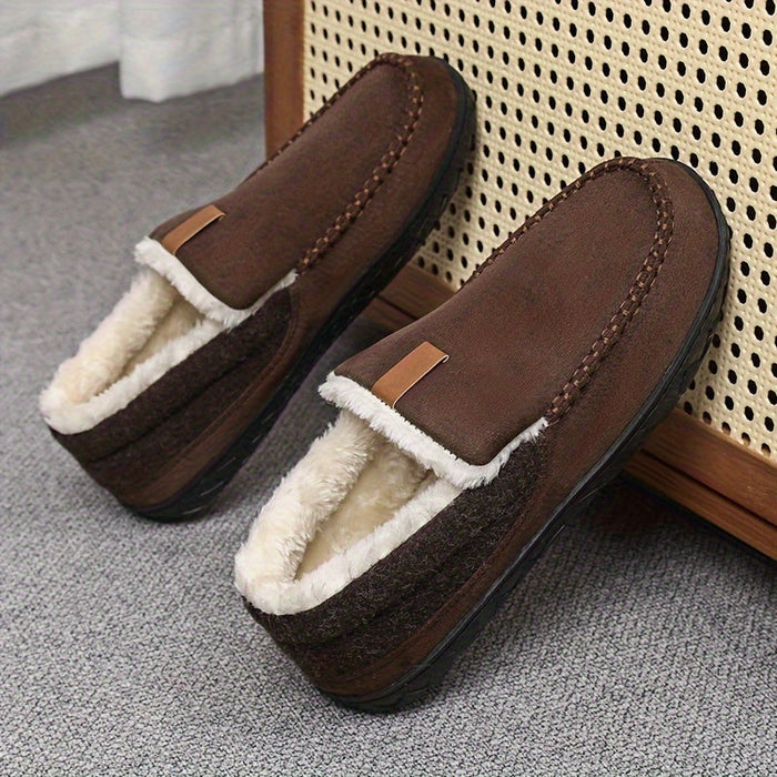 Plushridge™ Men's Sheep Wool Loafer Slippers, Warm and Machine Washable