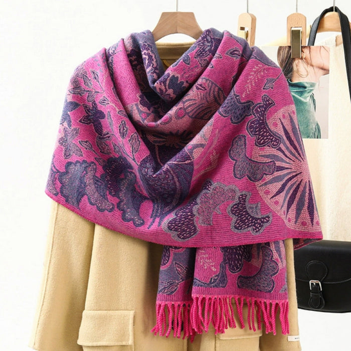 Plushridge™ Ethnic Pattern Pashmina Shawl – Soft Oversized Wrap for Women