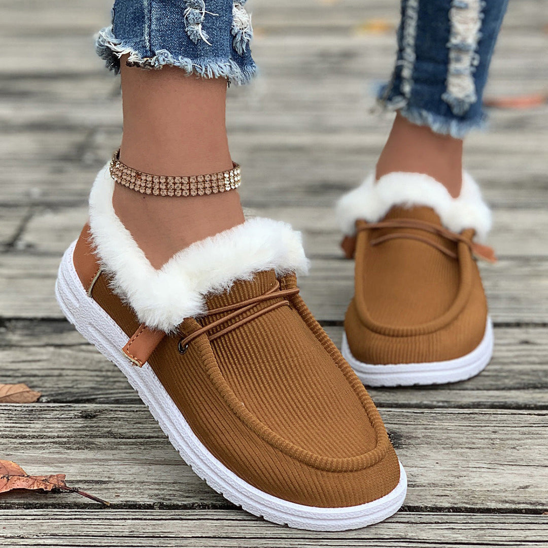 Fluffy Slip-On Slippers with Soft Warm Lining and Grip Sole