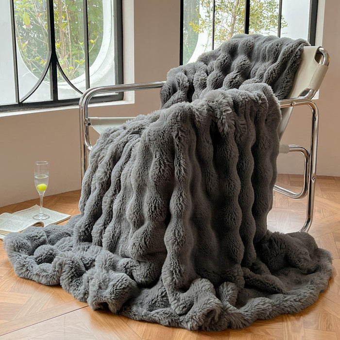 Plushridge™ Soft Textured Throw Blanket with Elegant Wave Pattern