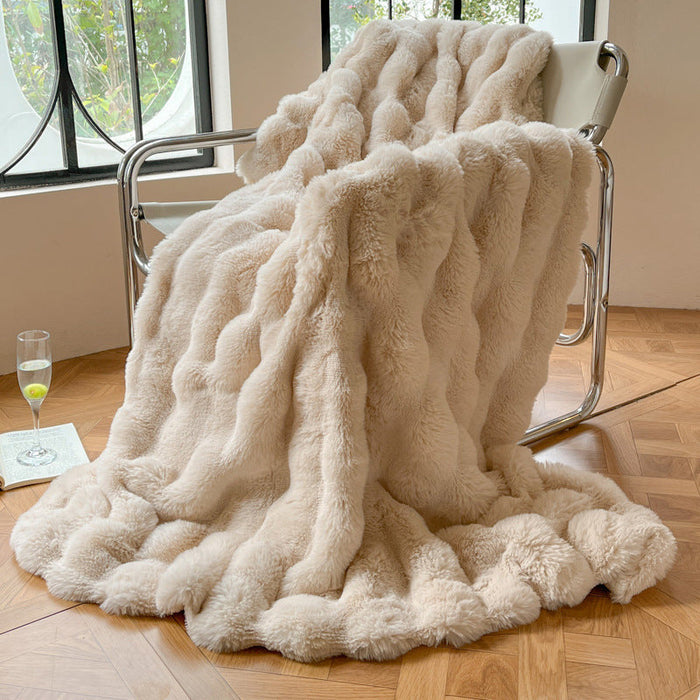 Plushridge™ Soft Textured Throw Blanket with Elegant Wave Pattern
