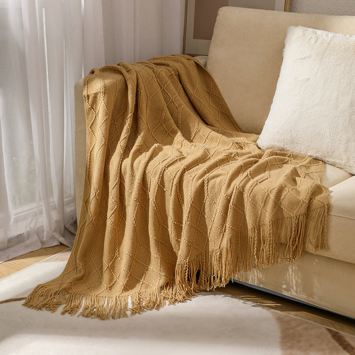 Plushridge™ Woven Textured Throw Blanket, Soft Knit Yarn for Couch or Bed