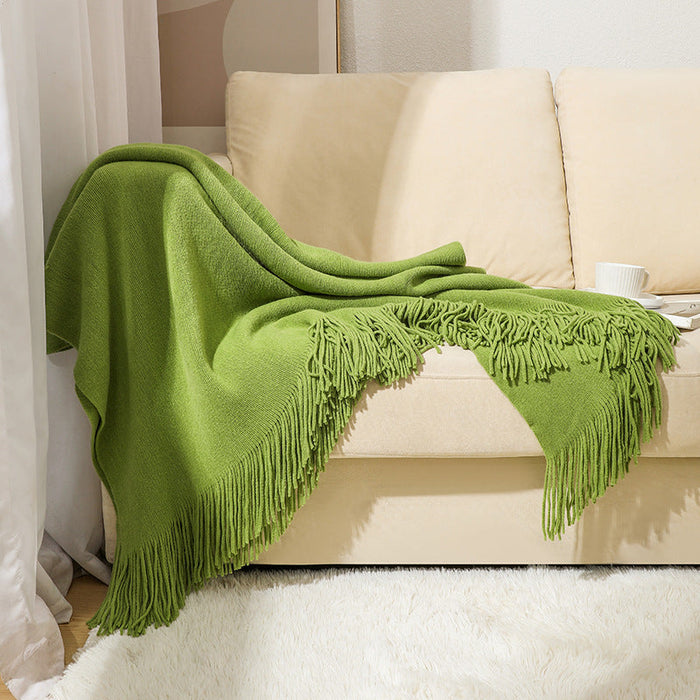 Plushridge™ Soft Wool Throw Blanket with Classic Fringed Edge