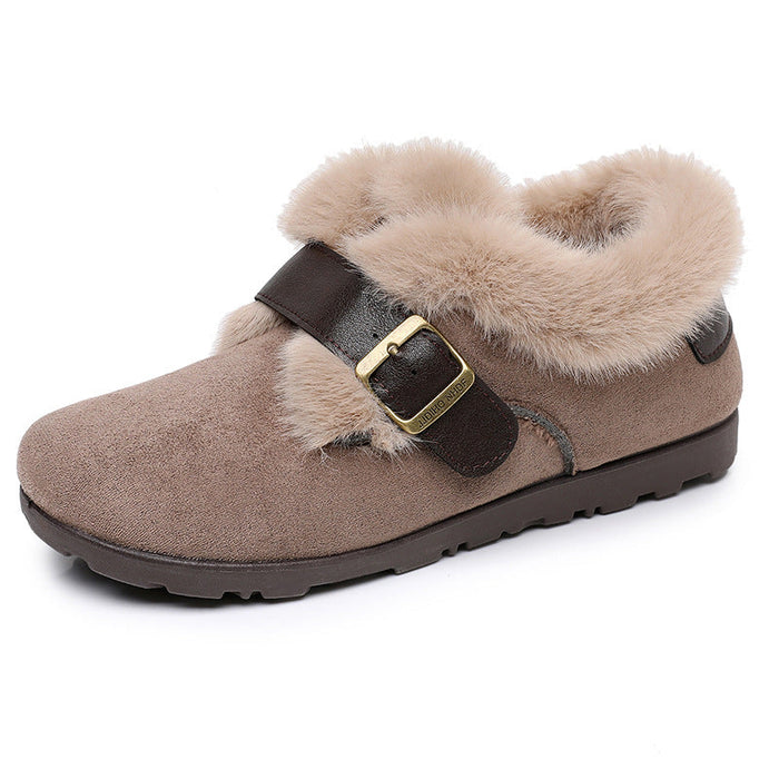 Plushridge™ Women's Suede Slippers with Warm Lining and Decorative Buckle
