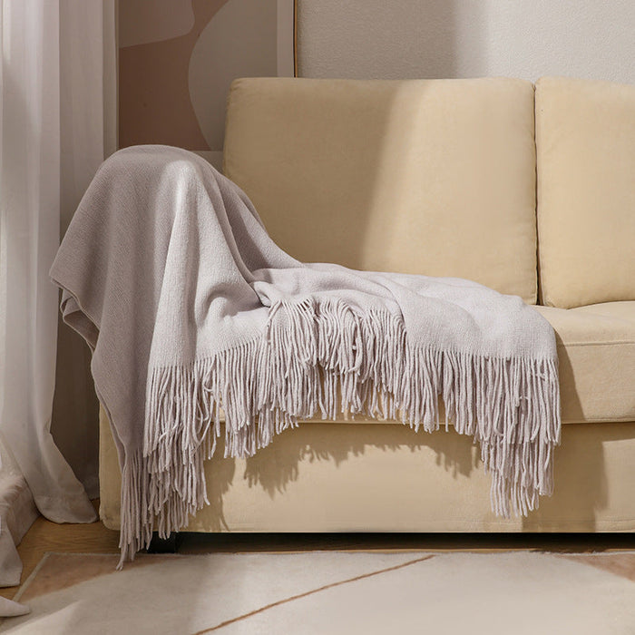 Plushridge™ Soft Wool Throw Blanket with Classic Fringed Edge