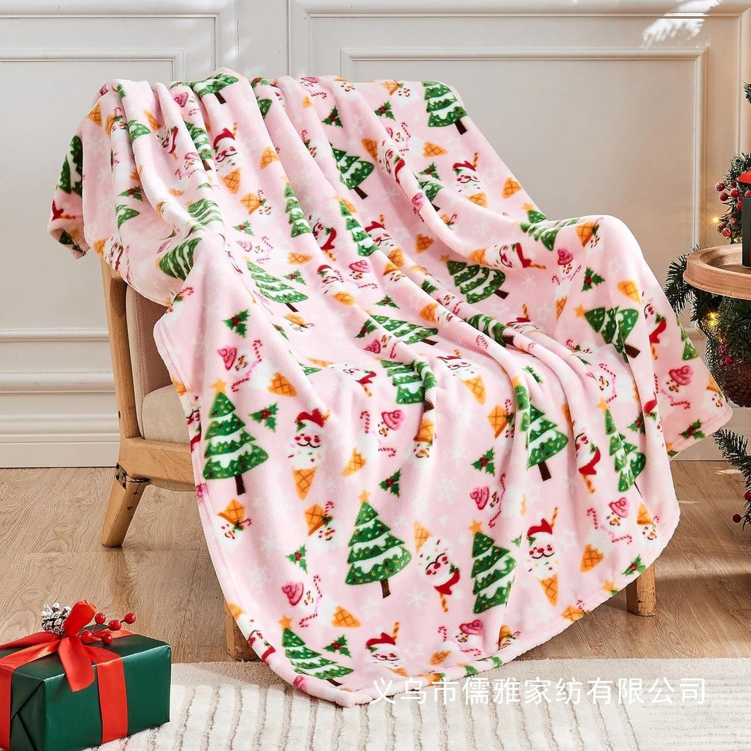 Flannel Christmas Blanket Soft Pink Christmas Blanket