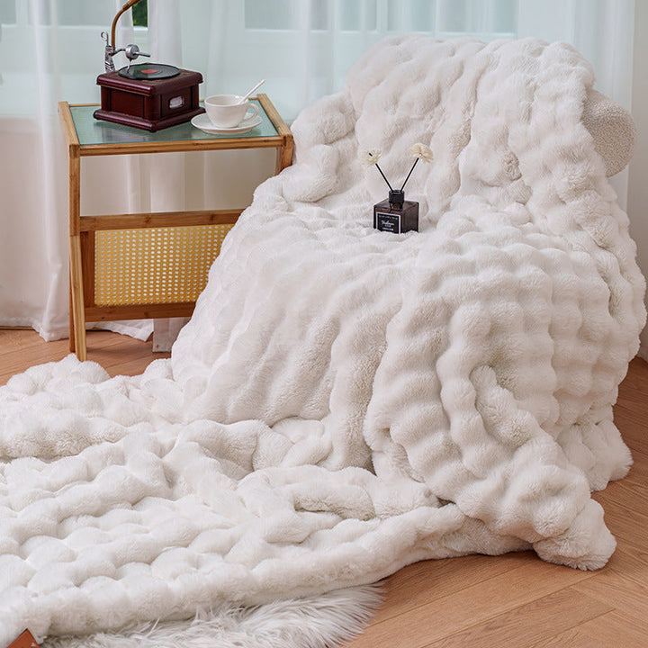 Women cozy and luxurious blanket