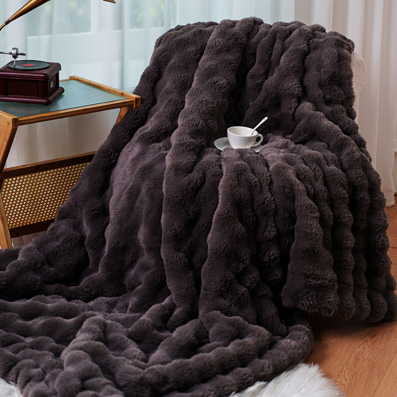 Women cozy and luxurious blanket