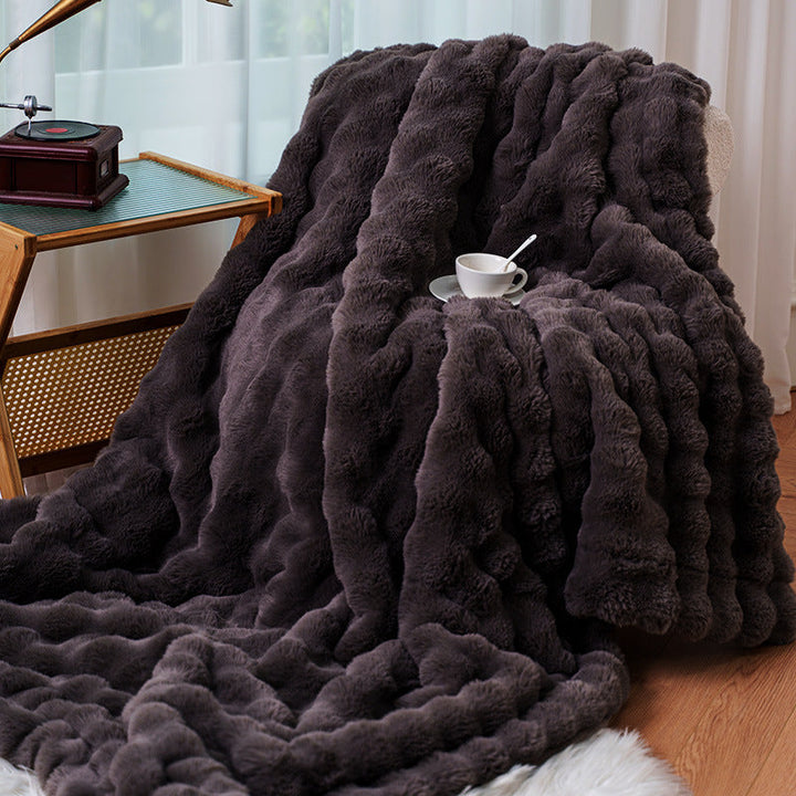 Women cozy and luxurious blanket