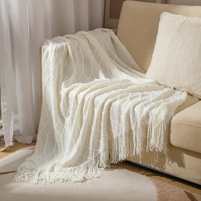 Plushridge™ Woven Textured Throw Blanket, Soft Knit Yarn for Couch or Bed