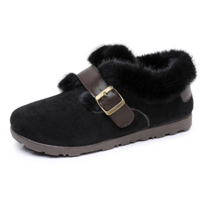 Plushridge™ Women's Suede Slippers with Warm Lining and Decorative Buckle