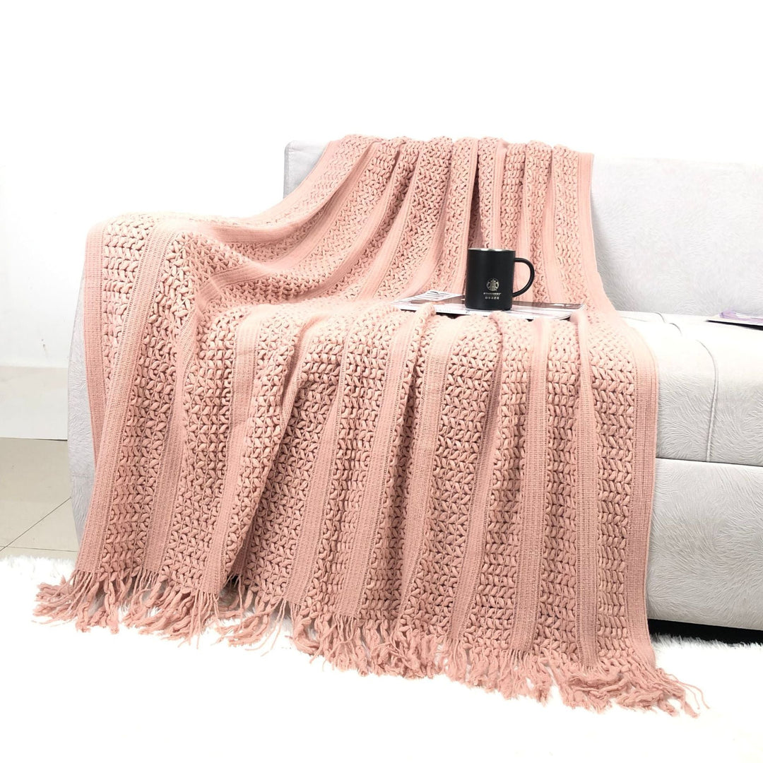 Handcrafted Textured Knit Throw Blanket