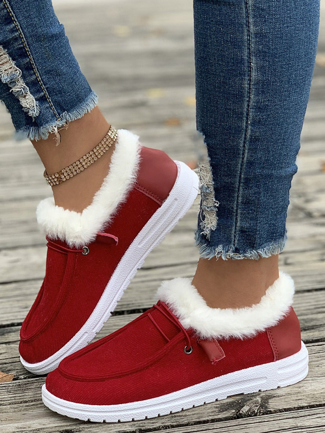 Fluffy Slip-On Slippers with Soft Warm Lining and Grip Sole