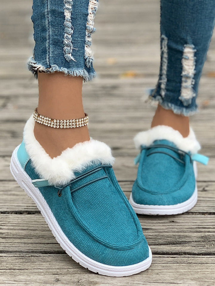 Fluffy Slip-On Slippers with Soft Warm Lining and Grip Sole
