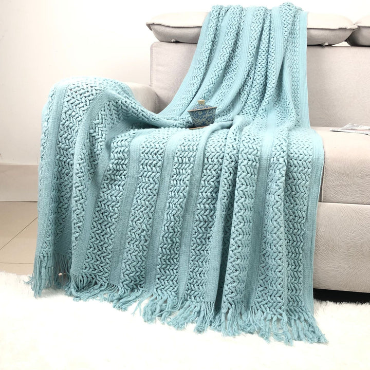 Handcrafted Textured Knit Throw Blanket