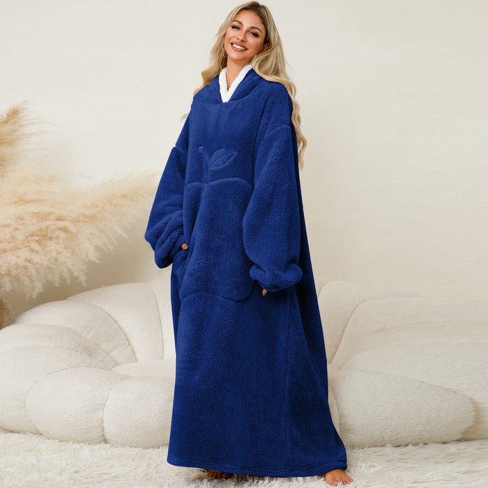Plushridge™ Women's Cozy Hoodie Blanket with Large Pockets and Contrast Lining