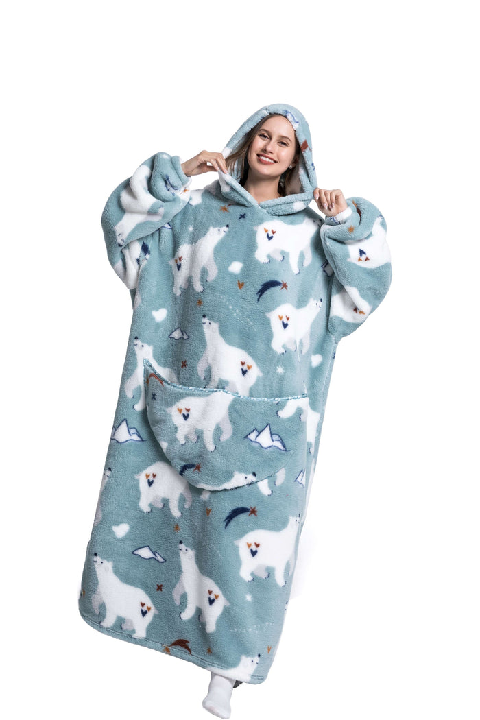 Plushridge™ Fleece Hoodie Blanket with Hood in Fun Animal Prints