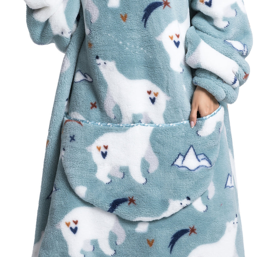 Fleece Hoodie Blanket with Hood in Fun Animal Prints