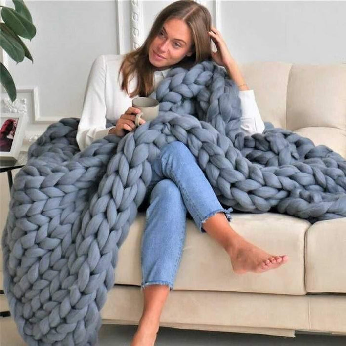 Plushridge™ Chunky Knit Throw Blanket for Couch and Bed, Cozy Fall Decor