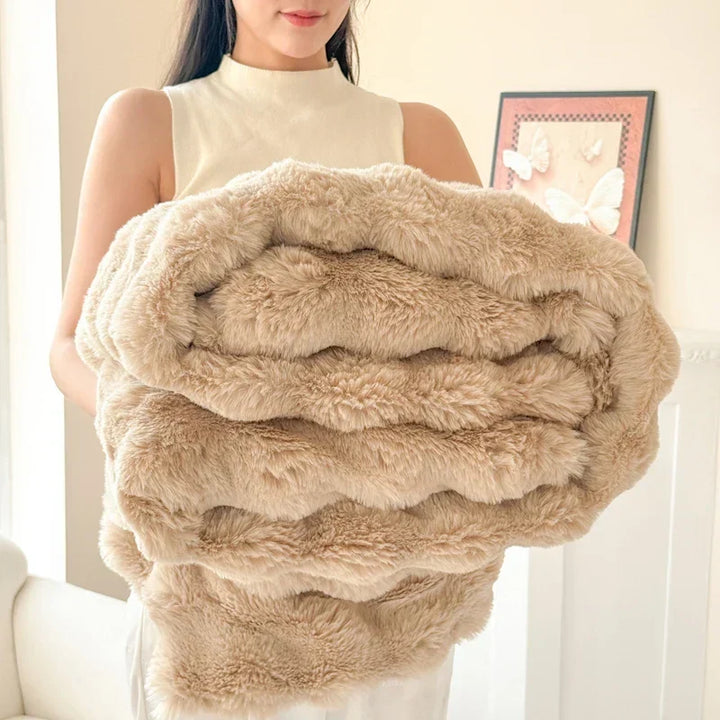 CosyLuxe Plush Blanket Double Layer Extra Thick Soft Rabbit Fur Imitation Easy Care