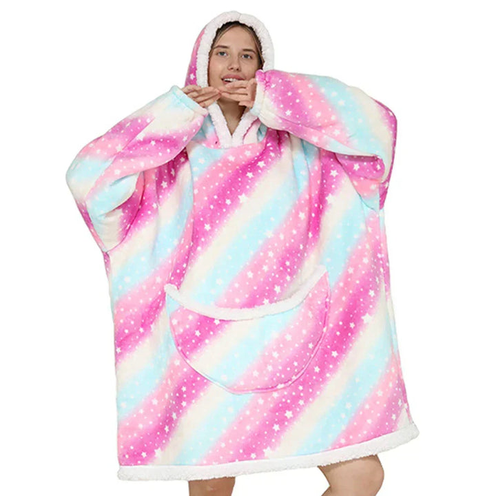 Oversized Fleece Blanket Hoodie with Hood and Big Pockets