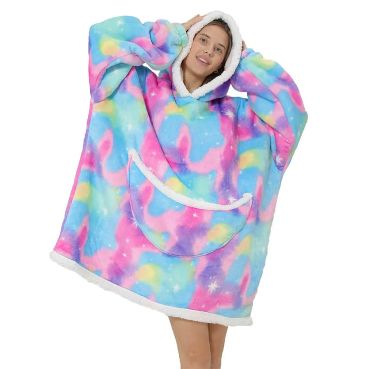 Oversized Fleece Blanket Hoodie with Hood and Big Pockets