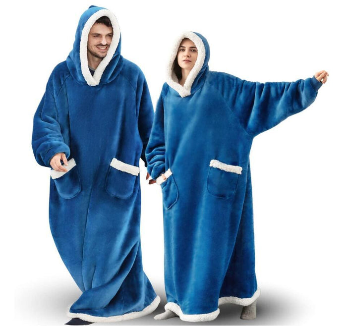 Plushridge™ Extra-Long Hooded Snuggle Blanket with Sleeves – Unisex