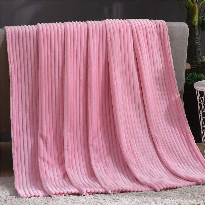 Plushridge™ Ribbed Flannel Fleece Throw Blanket – Fluffy Warmth for Couch