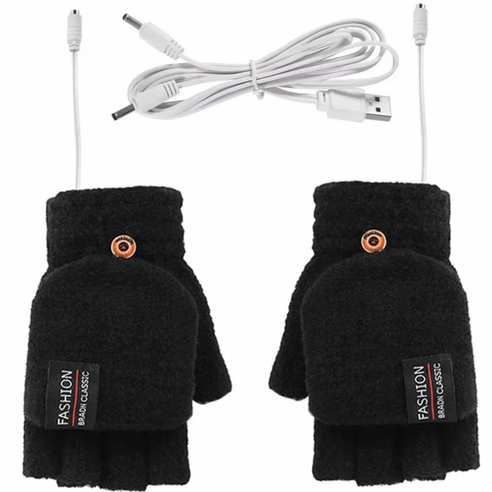 Plushridge™ USB Rechargeable Heated Knit Gloves with 3 Heat Settings