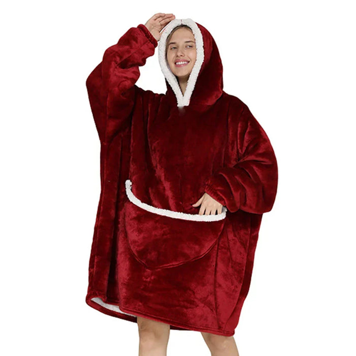Plushridge™ Oversized Fleece Blanket Hoodie with Hood and Big Pockets