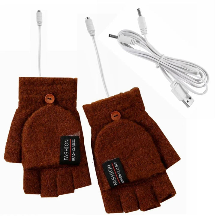 Plushridge™ USB Rechargeable Heated Knit Gloves with 3 Heat Settings