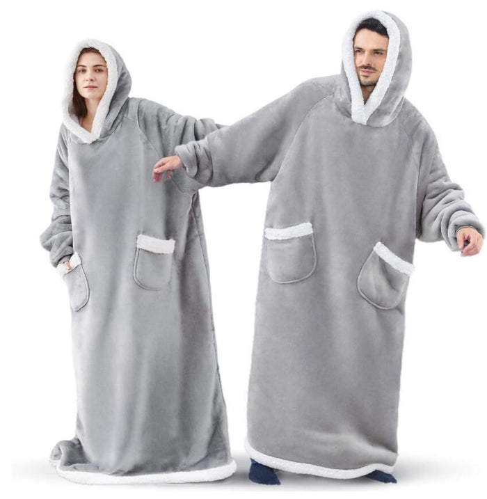 Plushridge™ Extra-Long Hooded Snuggle Blanket with Sleeves – Unisex