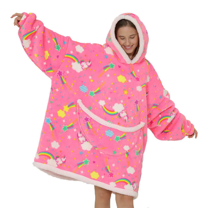 Oversized Fleece Blanket Hoodie with Hood and Big Pockets