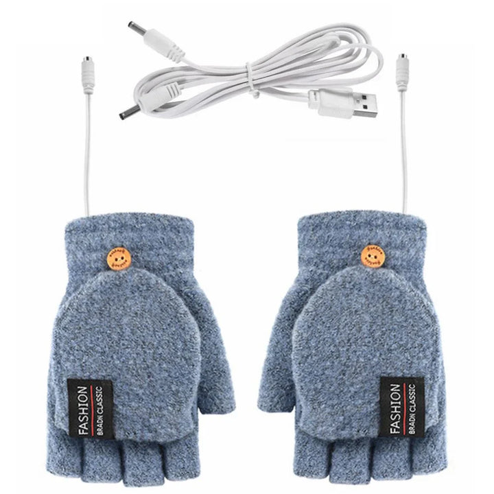 Plushridge™ USB Rechargeable Heated Knit Gloves with 3 Heat Settings