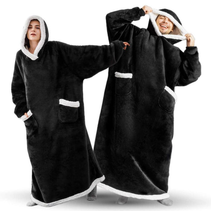 Plushridge™ Extra-Long Hooded Snuggle Blanket with Sleeves – Unisex