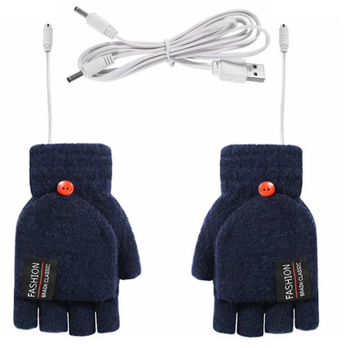 Plushridge™ USB Rechargeable Heated Knit Gloves with 3 Heat Settings