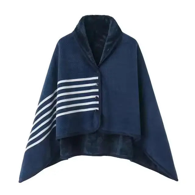 Plushridge™ Wearable Plaid Blanket with Snaps – Poncho, Cape or Wrap