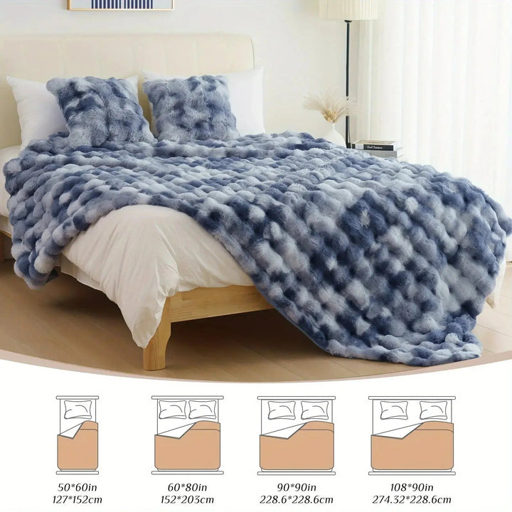 Velmesta Faux Rabbit Fur Throw Blanket
