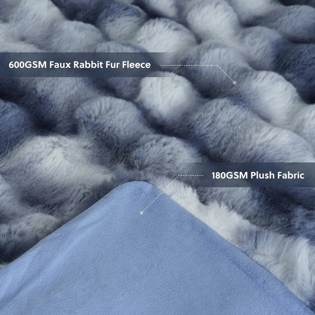 Velmesta Faux Rabbit Fur Throw Blanket
